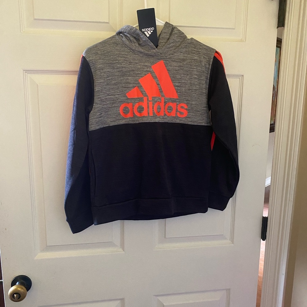 Adidas Black and Gray Hoodie with Red Accents